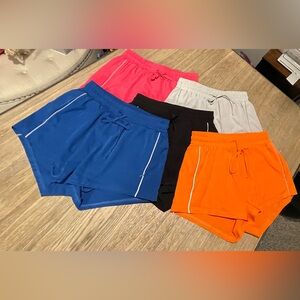 5-Pair Bundle Women's Athletic Shorts - Blue, Pink, Black, Gray, Orange, Size Sm